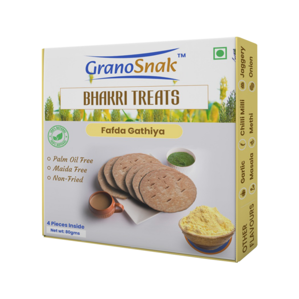 Jowar Bajra (Millet) Bhakri, Palm Oil Free, Preservative Free, Non-Fried, Ready to Eat, Travel Snack (Pack of 4, Fafda Gathiya (Pack of 2), Moong Masala (Pack of 2)) - Image 2